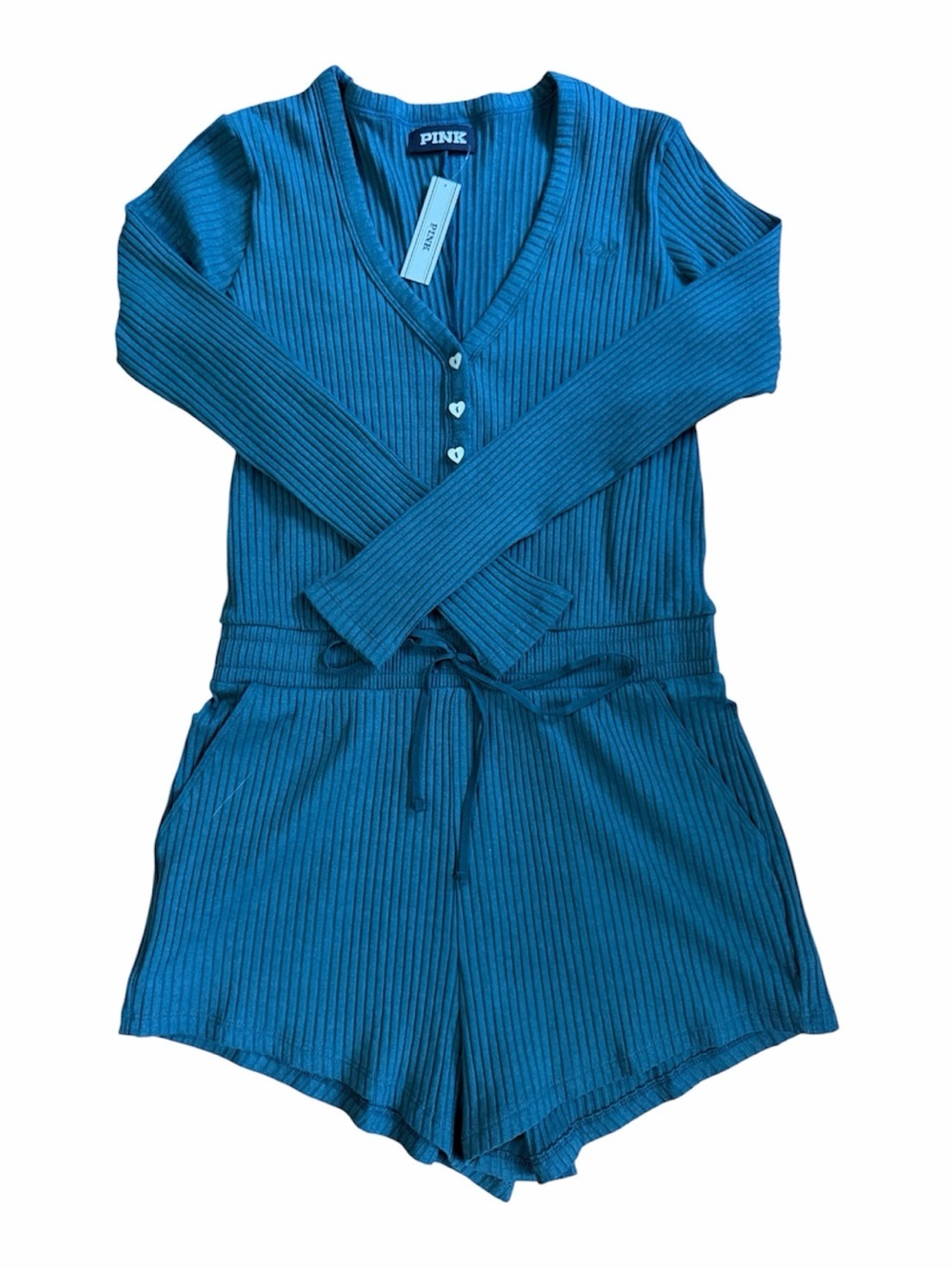 NWT PINK by Victoria’s Secret Ribbed Romper – Size Small - Picture 2 of 8